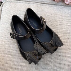 Mini Melissa Elegant Black Dress Shoes with Bow